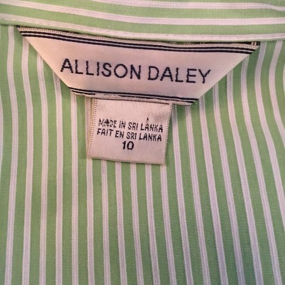 Allison Daley Vintage Spring Jean Jacket Mint Green White Stripes Ladies Size 10 - Picture 4 of 10